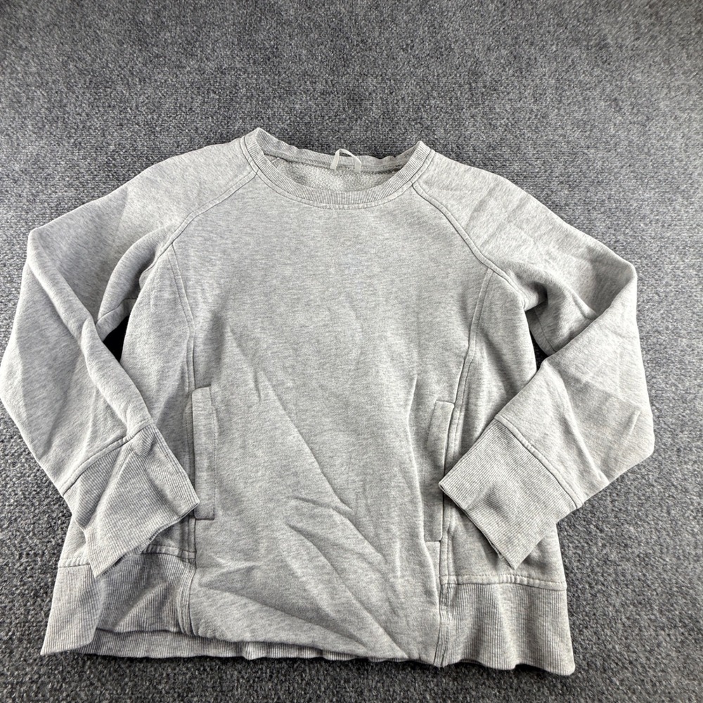 Lululemon Scuba Crewneck Pullover Sweatshirt Heathered Light Grey Pockets